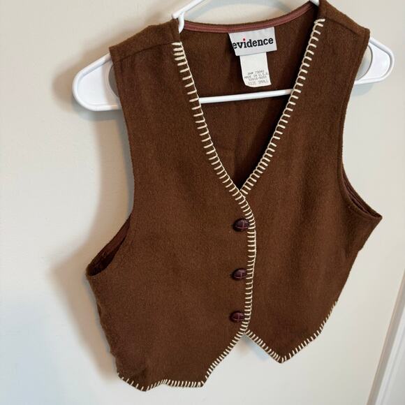 Vintage Evidence wool blend brown Vest woman’s size small - Picture 3 of 8